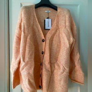 Ganni slightly oversized pink cardigan